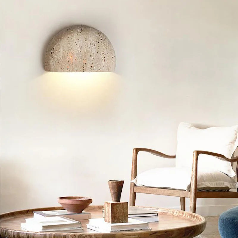 Wobeku | Natural stone wall lamp with modern design | Ideal for bedrooms and hallways