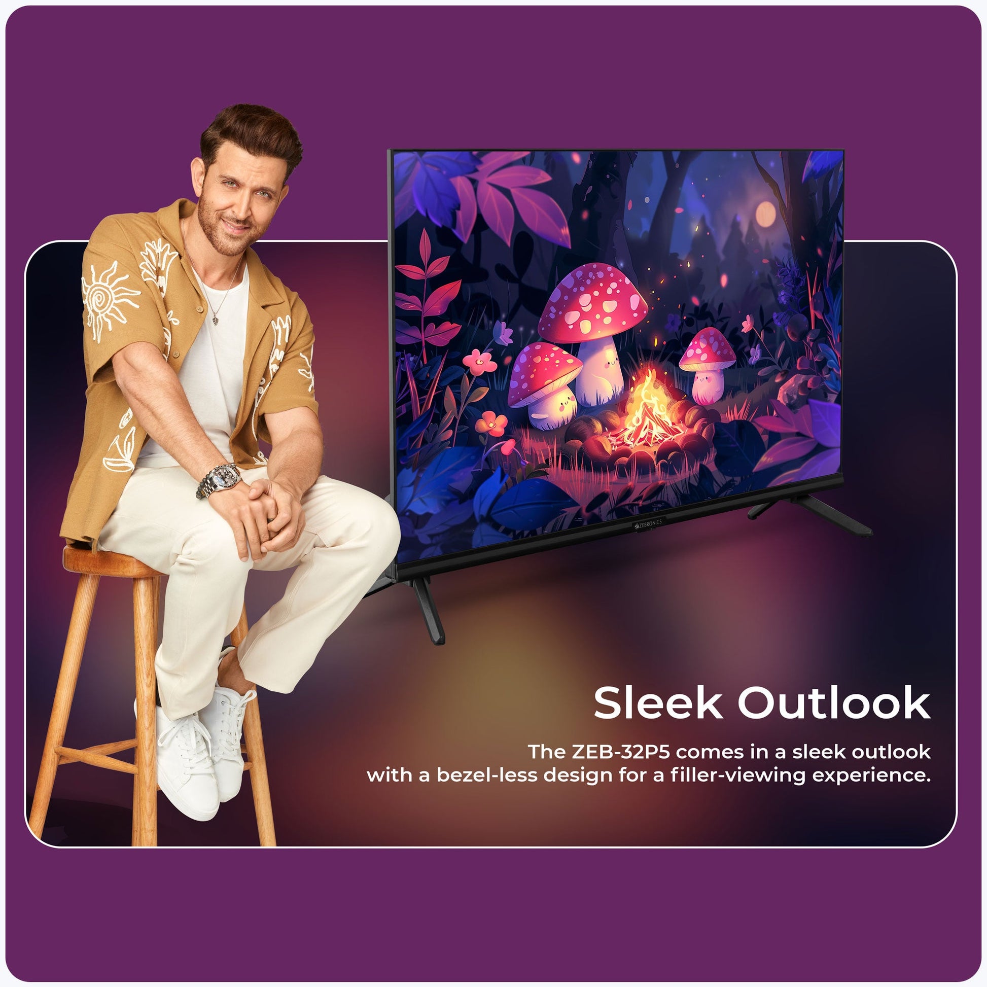 Zéb | Telewizor 32 Cale z Rozdzielczością HD 1366 x 768 | Smart TV z Multi-Connectivity 3