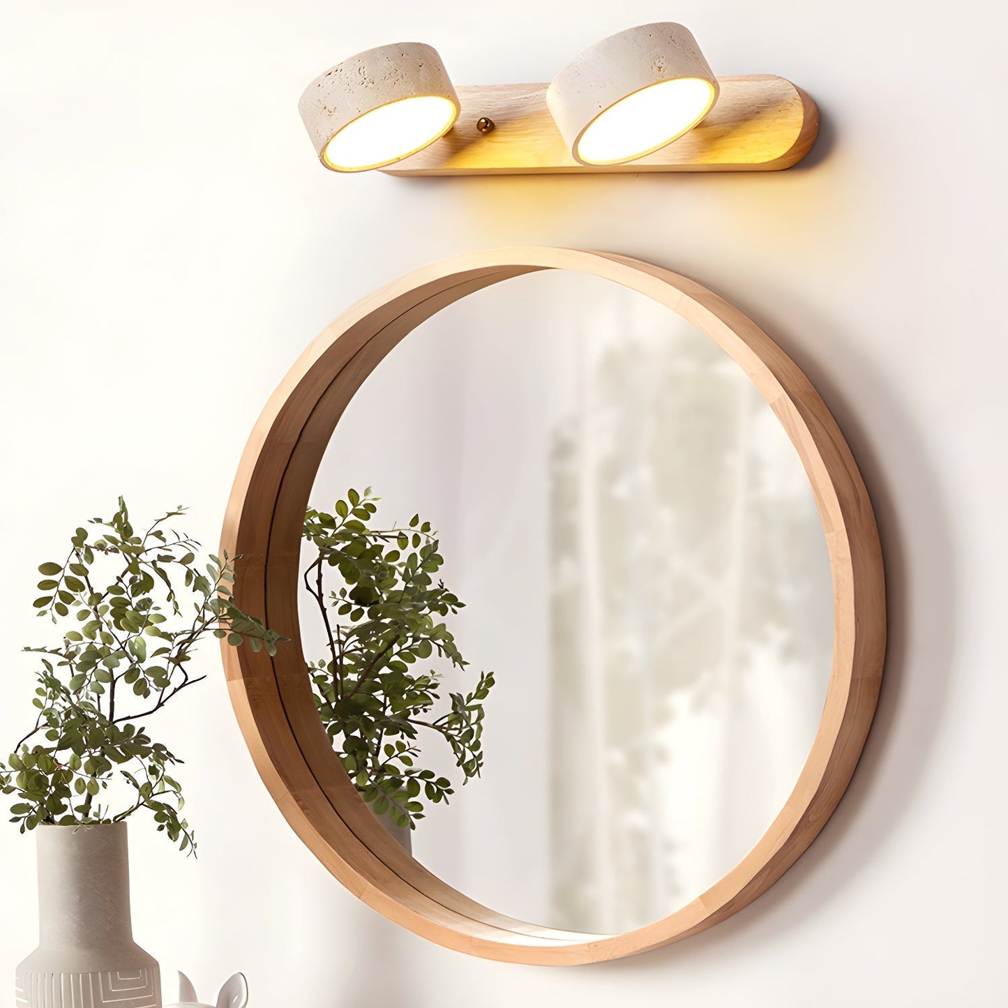Zinzo | Travertine Wall Lamp with LED Lighting | Modern Design for a Pleasant Atmosphere