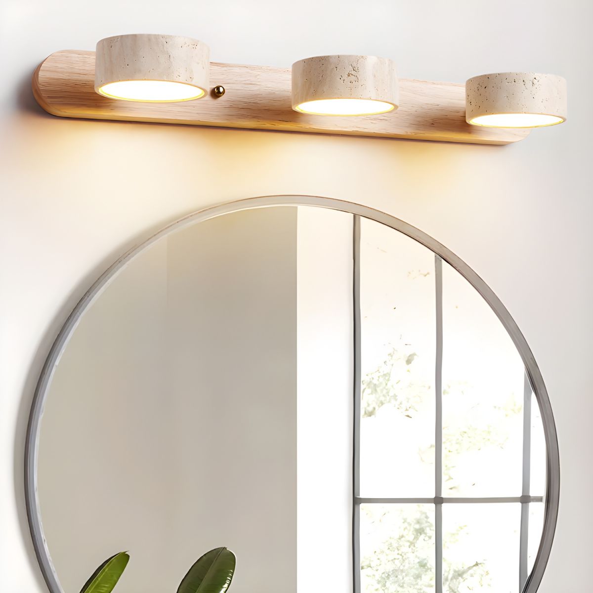 Zinzo | Travertine Wall Lamp with LED Lighting | Modern Design for a Pleasant Atmosphere