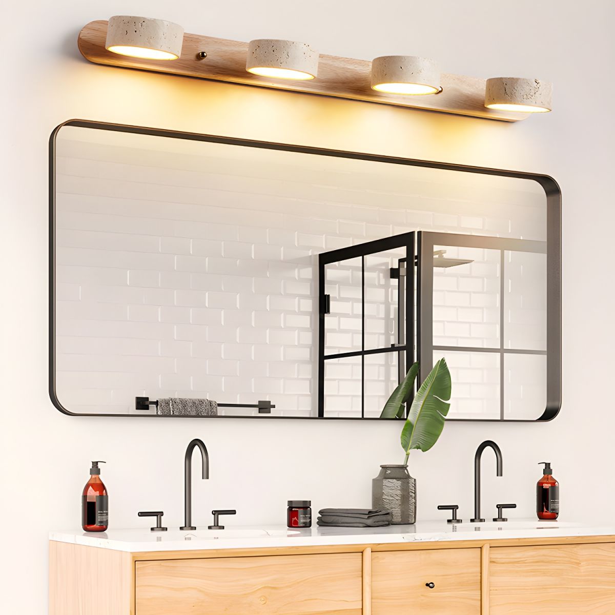 Zinzo | Travertine Wall Lamp with LED Lighting | Modern Design for a Pleasant Atmosphere