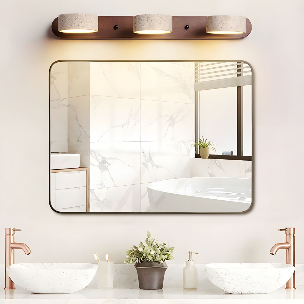 Zinzo | Travertine Wall Lamp with LED Lighting | Modern Design for a Pleasant Atmosphere